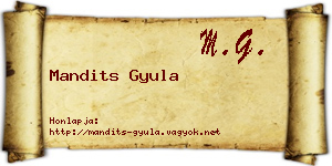 Mandits Gyula névjegykártya